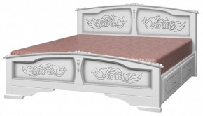 ЕЛЕНА Кровать из массива 1400 (Белый жемчуг) с 2-мя ящиками в Екатеринбурге - germes-mebel.ru | фото